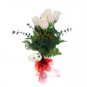 Florero con 6 Rosas Blancas + Peluche