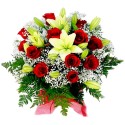 Cesta Mediana de 12 Rosas Rojas y Liliums