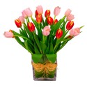 Florero con 20 Tulipanes Rosados y Naranjos para Nacimiento
