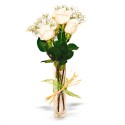 Condolencias Presencia 3 Rosas Blancas en Florero