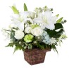 Canastillo de Condolencias Pequeño de Flores y Liliums Blancos