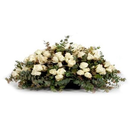 Ovalo con 50 Rosas Blancas para Condolencia