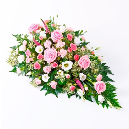 Arreglo de Flores para Condolencia con Rosas Rosadas + Flores Mix