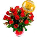 Flores para Aniversario 24 Rosas con Globo