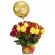 Florero con 24 rosas rojas y Amarillas + Globo feliz Aniversario