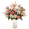 Florero con flores 10 Lilium y 12 Rosas Rosadas