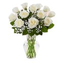 Florero para Condolencias 12 Rosas Blancas