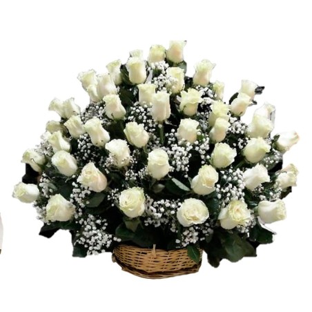 Arreglo 50 Rosas Blancas para Condolencias