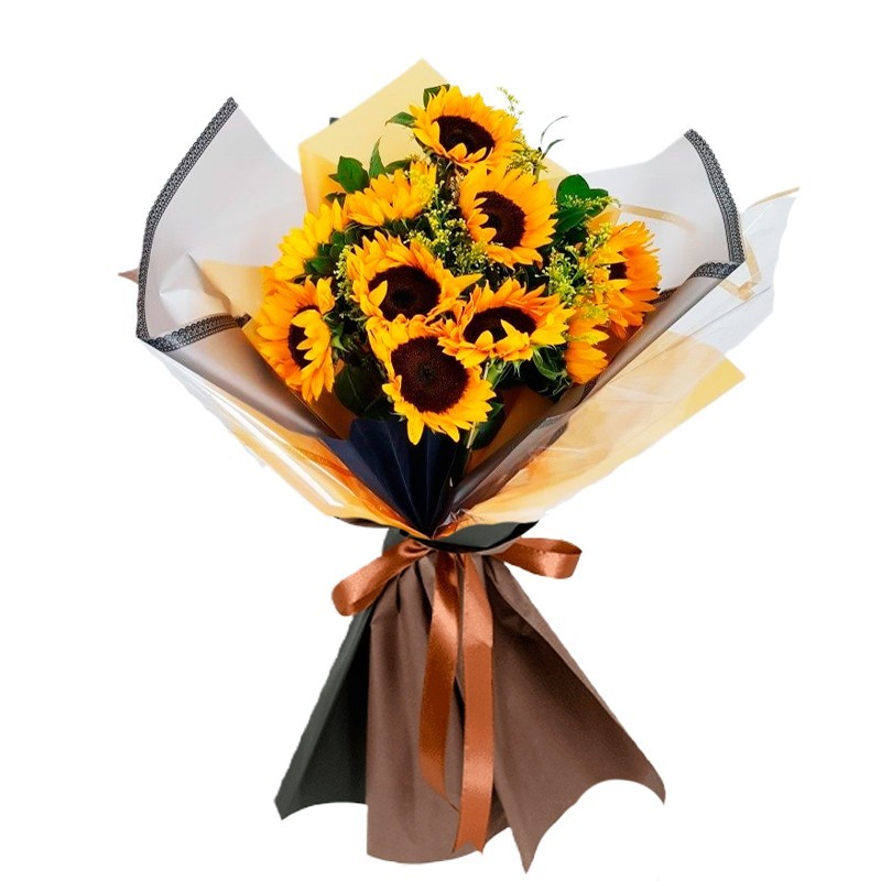 Ramo de 10 Girasoles Más y Solidagos Amarillos - Envio de Flores