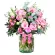 Florero con 10 Lisianthus rosados más rosas rosadas 8 más Flores Rústicas y Eucaliptos
