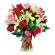 Florero con 12 Rosas Rosadas y Rojas y 10 varas de Liliums Blancos