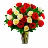 Florero de 24 Rosas Rojas y Blancas
