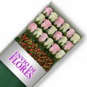 Caja de 18 Rosas Mix Rosadas y Blancas